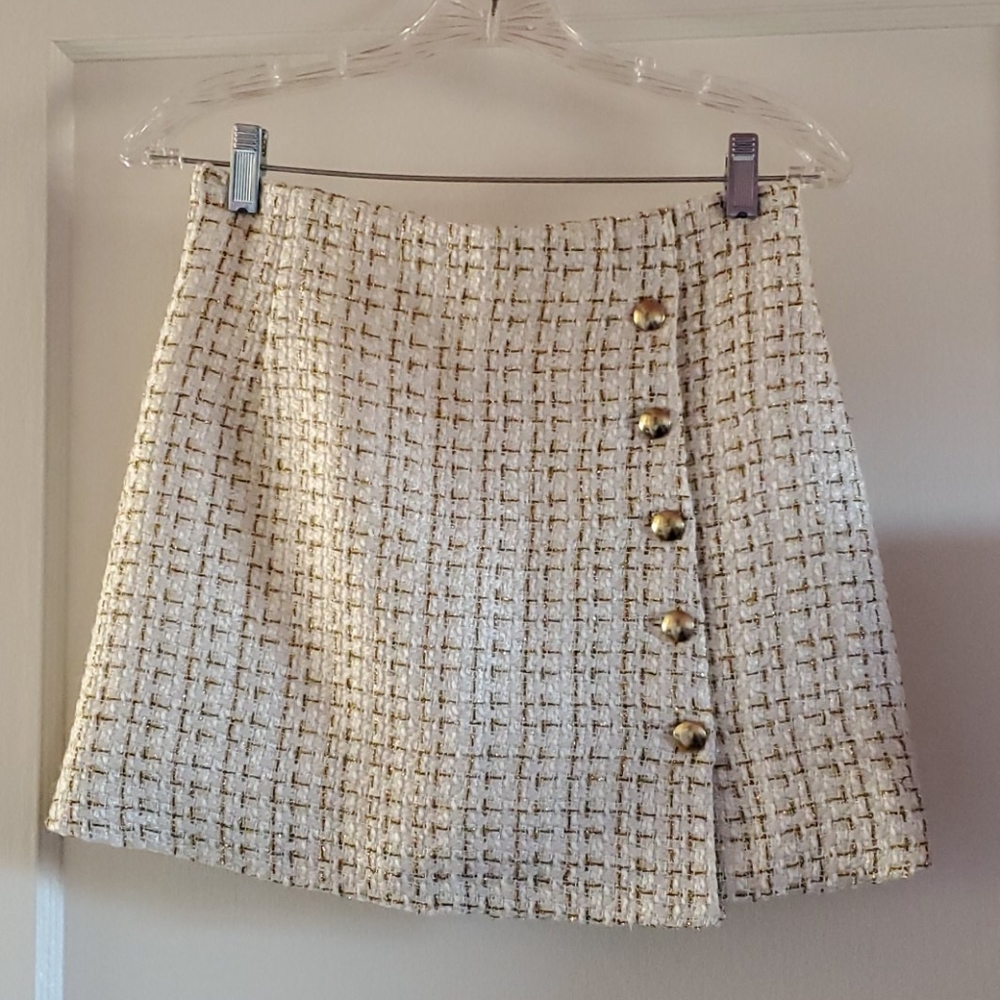 Faux tweed mini skirt